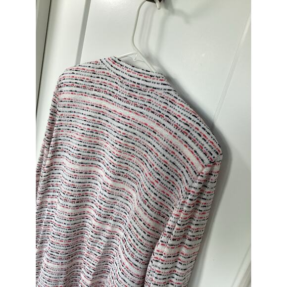 Ming Wang Women's Striped Floral Knit Cardigan Jacket Winter White Black Size 2X - Picture 6 of 11